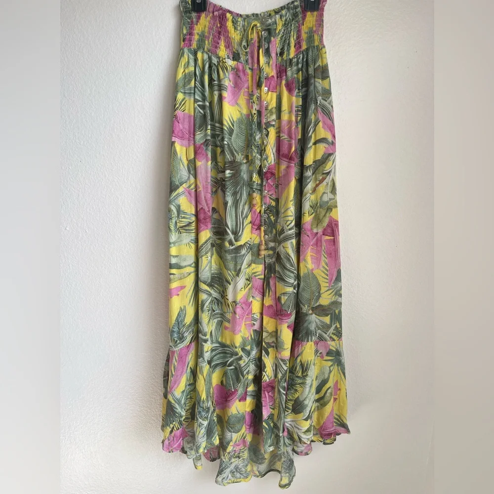 Cynthia Rowley Yellow‎ & Pink Tropical Button-Front Dress